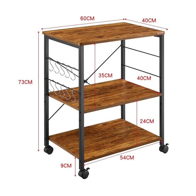 BHVXW 3 Tier Kitchen Storage Cart Home Kitchen Multifunctional Storage Rack Cart