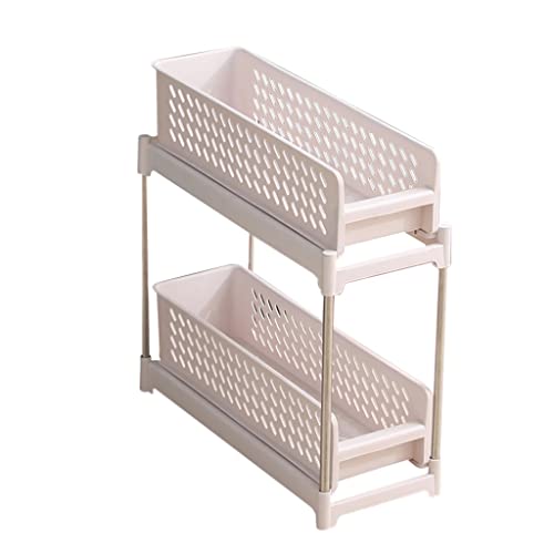 TJLSS Countertop Shelf Sliding Cabinet Basket Storage Rack Drawer Mesh Storage Rack with Pull-Out Bathroom Table Top Shelf