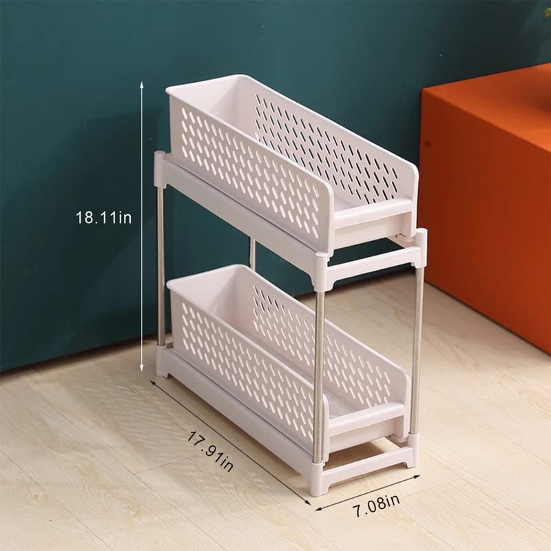 TJLSS Countertop Shelf Sliding Cabinet Basket Storage Rack Drawer Mesh Storage Rack with Pull-Out Bathroom Table Top Shelf