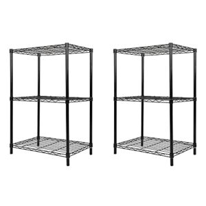 gia home series 3 tier wire shelving unit standing storage metal shelves for kitchen&bathroom,set of 2,black