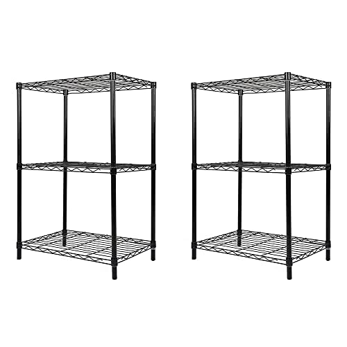 GIA Home Series 3 Tier Wire Shelving Unit Standing Storage Metal Shelves for Kitchen&Bathroom,Set of 2,Black