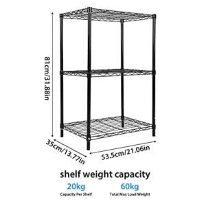 GIA Home Series 3 Tier Wire Shelving Unit Standing Storage Metal Shelves for Kitchen&Bathroom,Set of 2,Black