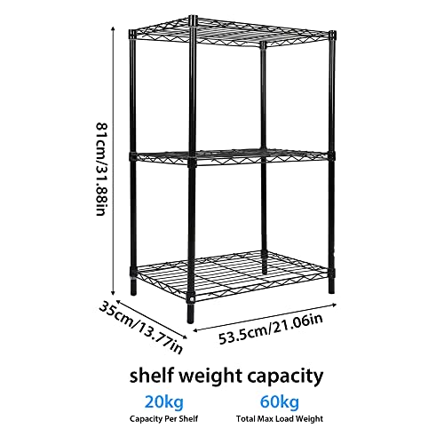 GIA Home Series 3 Tier Wire Shelving Unit Standing Storage Metal Shelves for Kitchen&Bathroom,Set of 2,Black