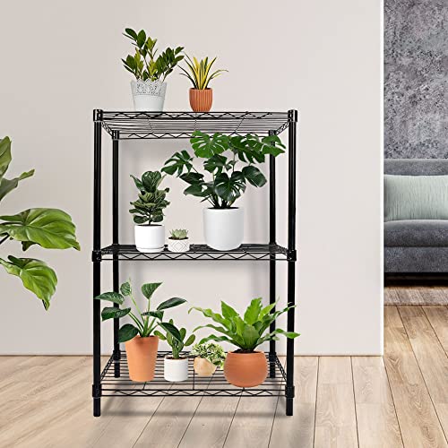 GIA Home Series 3 Tier Wire Shelving Unit Standing Storage Metal Shelves for Kitchen&Bathroom,Set of 2,Black