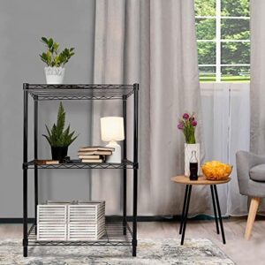 GIA Home Series 3 Tier Wire Shelving Unit Standing Storage Metal Shelves for Kitchen&Bathroom,Set of 2,Black