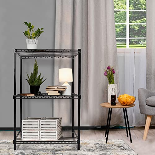 GIA Home Series 3 Tier Wire Shelving Unit Standing Storage Metal Shelves for Kitchen&Bathroom,Set of 2,Black