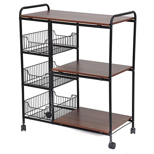 BHVXW Rolling Cart with Wheels Shelf Metal Trolley Shelving Microwave Oven Shelf Utility Bathroom Mobile Storage Rack