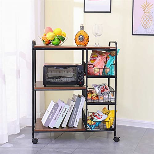 BHVXW Rolling Cart with Wheels Shelf Metal Trolley Shelving Microwave Oven Shelf Utility Bathroom Mobile Storage Rack