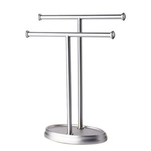 slsfjlkj space saving household floor standing storage rack double layer stainless steel solid towel stand ( color : e )