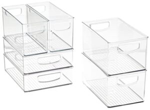 idesign plastic organizer set linus kitchen storage bins, clear