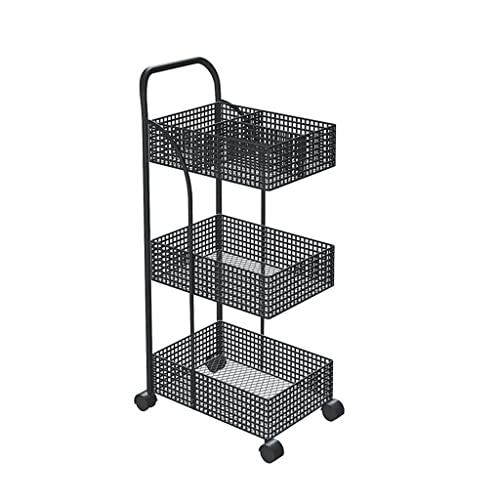 ZHUHW Scandinavian Iron Shelves Bedroom Kitchen Metal Removable Bathroom Storage Rack with Wheels Trolley