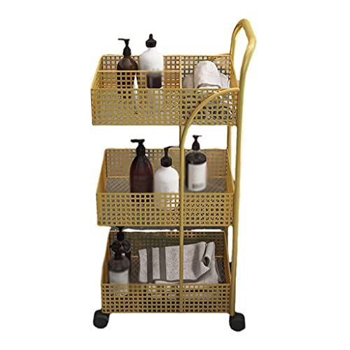 ZHUHW Scandinavian Iron Shelves Bedroom Kitchen Metal Removable Bathroom Storage Rack with Wheels Trolley