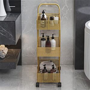 ZHUHW Scandinavian Iron Shelves Bedroom Kitchen Metal Removable Bathroom Storage Rack with Wheels Trolley