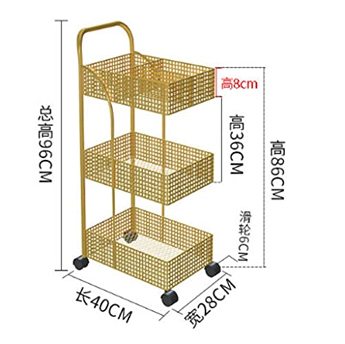 ZHUHW Scandinavian Iron Shelves Bedroom Kitchen Metal Removable Bathroom Storage Rack with Wheels Trolley