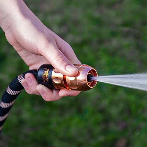 2024 Pocket Hose Copper Bullet AS-SEEN-ON-TV Expands to 25 ft REMOVABLE Turbo Shot Multi-Pattern Nozzle 650psi 3/4 in Solid Copper Anodized Aluminum Fittings Lead-Free Lightweight No-Kink Garden Hose