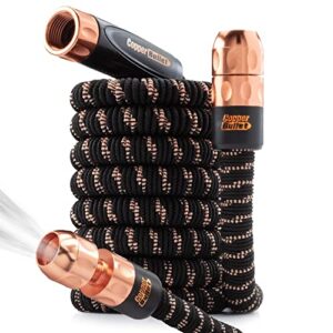 2024 pocket hose copper bullet as-seen-on-tv expands to 25 ft removable turbo shot multi-pattern nozzle 650psi 3/4 in solid copper anodized aluminum fittings lead-free lightweight no-kink garden hose