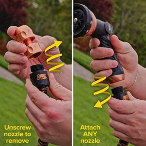 2024 Pocket Hose Copper Bullet AS-SEEN-ON-TV Expands to 25 ft REMOVABLE Turbo Shot Multi-Pattern Nozzle 650psi 3/4 in Solid Copper Anodized Aluminum Fittings Lead-Free Lightweight No-Kink Garden Hose