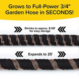 2024 Pocket Hose Copper Bullet AS-SEEN-ON-TV Expands to 25 ft REMOVABLE Turbo Shot Multi-Pattern Nozzle 650psi 3/4 in Solid Copper Anodized Aluminum Fittings Lead-Free Lightweight No-Kink Garden Hose