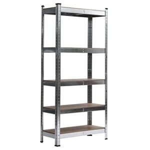GOODSILO 5 Tier 59 Inch Tall Storage Shelves Heavy Duty Garage Storage Shelving Unit with Adjustable MDF Shelves Galvanized Metal Frame for Warehouse Pantry Kitchen Entryway Grey