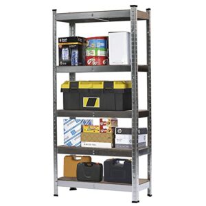 goodsilo 5 tier 59 inch tall storage shelves heavy duty garage storage shelving unit with adjustable mdf shelves galvanized metal frame for warehouse pantry kitchen entryway grey