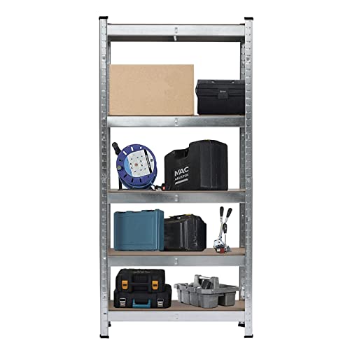 GOODSILO 5 Tier 59 Inch Tall Storage Shelves Heavy Duty Garage Storage Shelving Unit with Adjustable MDF Shelves Galvanized Metal Frame for Warehouse Pantry Kitchen Entryway Grey