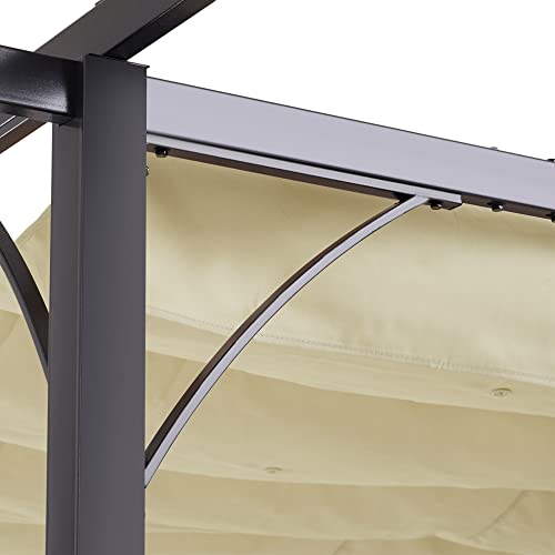 Outsunny 10' x 10' Patio Retractable Pergola Canopy, Backyard Shade Shelter for Deck, Porch Party, Garden, Grill Gazebo, Beige