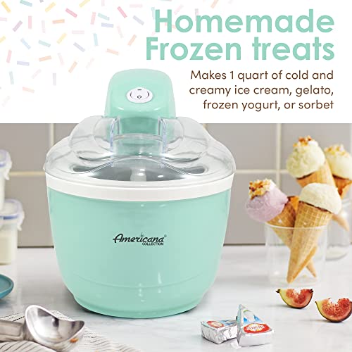 Americana Collection Elite EIM520M 1 Quart Automatic Easy Homemade Electric Ice Cream Maker, Frozen Yogurt, Sorbet, Gelato Treat, with Recipes, Mint