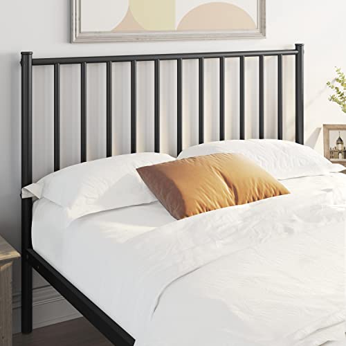 Yaheetech 14 Inch Queen Size Bed Frame Metal Platform Bed with Spindle Headboard Footboard/Mattress Foundation/No Box Spring Needed/Underbed Storage Space/Steel Slat Support/Easy Set up, Black