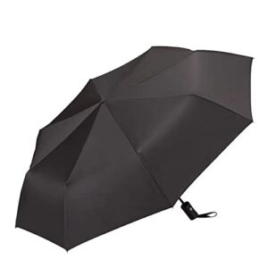 Automatic umbrella windproof travel umbrella windproof small lightweight sturdy steel shaft mini folding and portable backpack car purse men and women umbrella business solid color umbrella sun umbrella windproof umbrella (Vinyl Black)