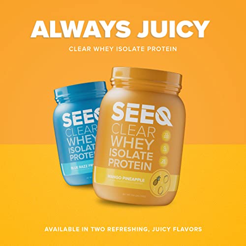 SEEQ Clear Whey Isolate Protein Powder, 22g Protein, Zero Lactose, Zero Sugar for Teens, Men, and Women, Healthy Juicy Protein with 25 Servings (Mango Pineapple)