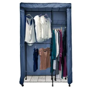 Formosa Covers Durable and Portable Wire Shelving Cover - Protect Your Shelving and Keep Your Room Organized (Cover Only) (48" W x 18" D x 75" H) (Dusty Blue, 48" W x 18" D x 75" H)