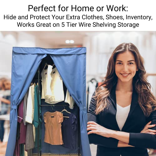 Formosa Covers Durable and Portable Wire Shelving Cover - Protect Your Shelving and Keep Your Room Organized (Cover Only) (48" W x 18" D x 75" H) (Dusty Blue, 48" W x 18" D x 75" H)