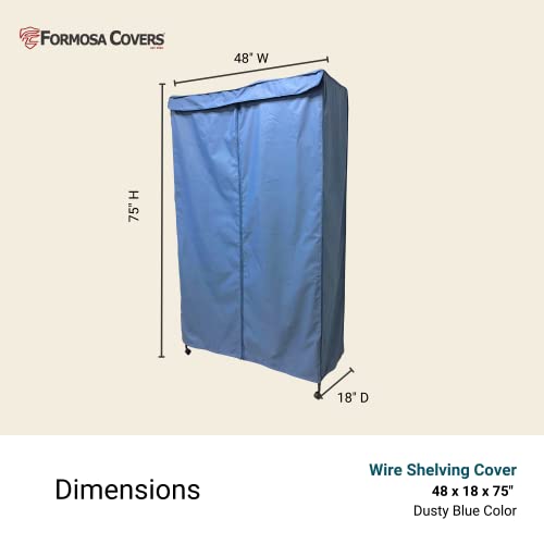 Formosa Covers Durable and Portable Wire Shelving Cover - Protect Your Shelving and Keep Your Room Organized (Cover Only) (48" W x 18" D x 75" H) (Dusty Blue, 48" W x 18" D x 75" H)