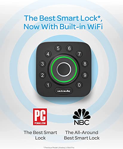 ULTRALOQ U-Bolt Pro WiFi Smart Lock with Door Sensor, 6-in-1 Keyless Entry Door Lock with Built-in WiFi, Fingerprint ID, Smartphone, Auto Unlock, WiFi Door Lock, WiFi Deadbolt, ANSI Grade 1 Certified