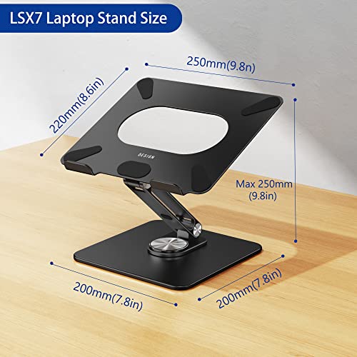 BESIGN LSX7 Laptop Stand with 360° Rotating Base, Ergonomic Adjustable Notebook Stand, Riser Holder Computer Stand Compatible with Air, Pro, Dell, HP, Lenovo More 10-15.6" Laptops (Black)