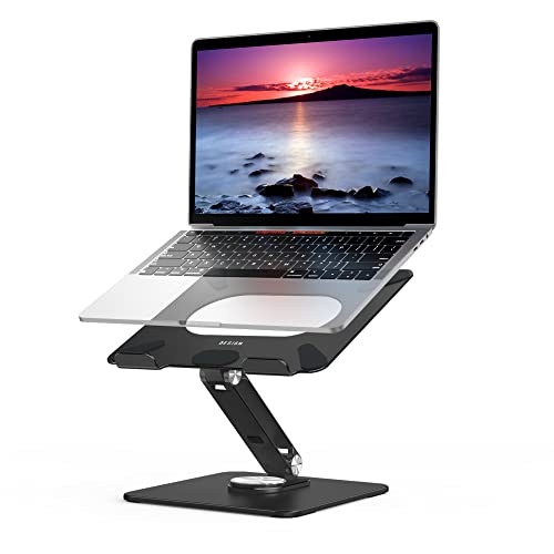 BESIGN LSX7 Laptop Stand with 360° Rotating Base, Ergonomic Adjustable Notebook Stand, Riser Holder Computer Stand Compatible with Air, Pro, Dell, HP, Lenovo More 10-15.6" Laptops (Black)