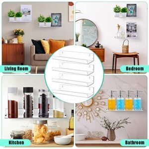 12 Pieces Clear Acrylic Shelf 15 Inch Acrylic Floating Shelves Invisible Ledge Wall Bookshelf for Kids Wall Mounted 3 mm Thick Bathroom Shelves for Office Bedroom Bathroom Kitchen