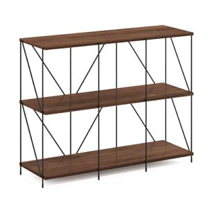 furinno besi 3 x 2 industrial multipurpose shelf display rack with metal frame, walnut cove