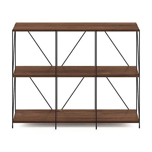 Furinno Besi 3 x 2 Industrial Multipurpose Shelf Display Rack with Metal Frame, Walnut Cove