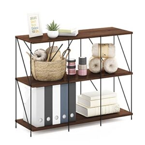 Furinno Besi 3 x 2 Industrial Multipurpose Shelf Display Rack with Metal Frame, Walnut Cove