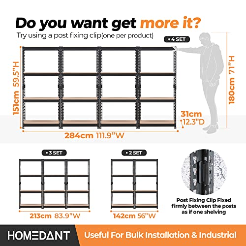 HOMEDANT 4 Tier Laminated Metal Shelving Unit Adjustable Garage Storage Utility Rack Heavy Duty Shelves Organization Multipurpose Shelf Warehouse Basement Shed Pantry 28" W x 12.3" D x 59.5" H 1 Pack