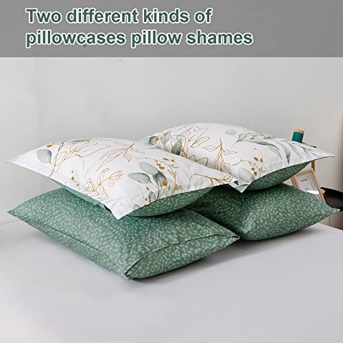 Botanical Comforter Set Full, 7 Pieces Floral Reversible Bed in a Bag Green Leaves Printed Bedding Set Soft Microfiber Full (1 Comforter,2 Pillowcase,2 Pillow Shams,1 Flat Sheet,1 Fitted Sheet)