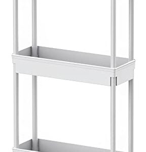 Sooyee 3 Tier Rolling Cart with Wheels,Slim Storage Cart,Narrow Storage Cabinet,Under Desk Storage,Rolling Utility Cart Storage Organizer for Office Bathroom Kitchen Laundry Room Narrow Places, White