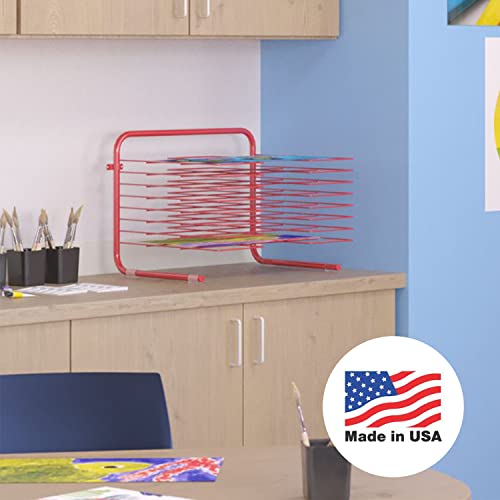 MetCrafted Desktop Art Drying Rack, Red, Eight-Shelf