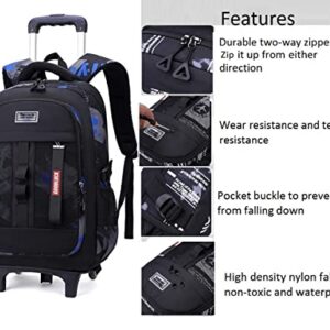 Rolling Backpack for Boys Kids Bookbag with Wheels for School Trolley School Bag