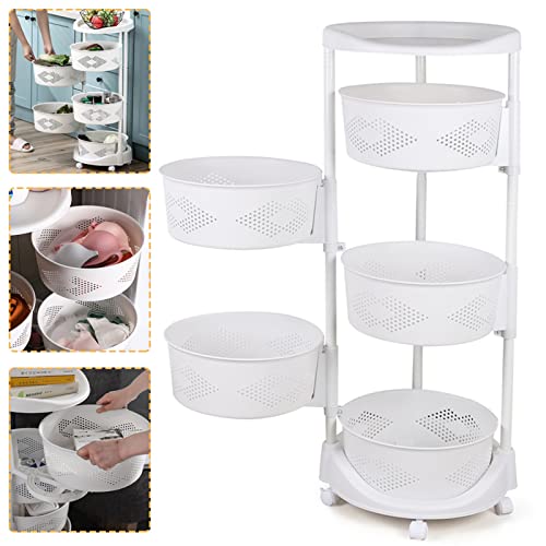 Multi-Layer Kitchen Storage Rack, 5 Tier Kitchen Storage Rack Rotating Vegetable Rack Floor-Standing, Fruit and Vegetable Storage Basket Floor-Standing Storage Rack for Home Kitchen Bathroom Salon