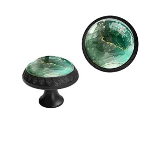 allmix sporot 4 pack jade green crystal kitchen cabinet knobs,round crystal dresser pulls,black hardware handles for wardrobe home office decoration