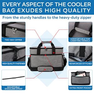 Portable Soft Cooler Bag - 24/60 Cans Insulated Camping Cooler, Leakproof Beach Cooler for Drink, Large Collapsible Soft Sided Cooler for Picnic, Lunch, BBQ, Travel, Outdoor, Road Trip, Ice Chest