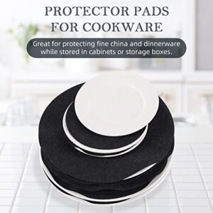 96 Pack Felt Plate Dividers Protectors, Thick Felt Round Plate Separators Pads China Dish Storage Protectors Pads with 3 Sizes for Packing Stacking Porcelain Cookware, Black