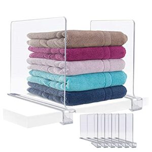 maxoli – pack of 6 clear acrylic shelf dividers, closets shelf and closet separator for organization in bedroom, kitchen and office shelves plastic shelve divider for closet organizer.